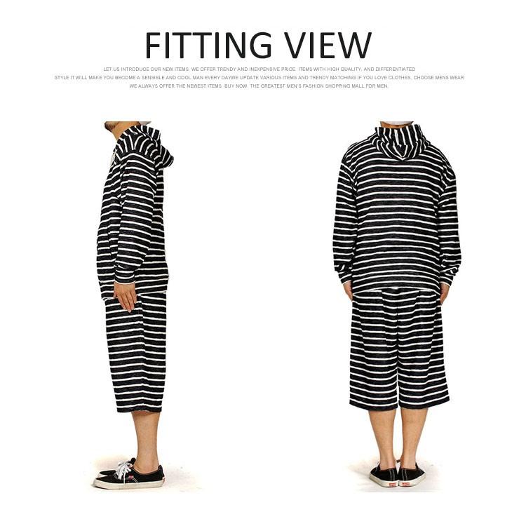 大きいサイズ メンズ セットアップ ジャージ 上下 ボーダー パーカー