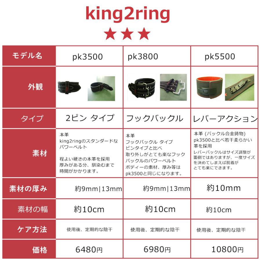 king2ring パワーベルト リフティングベルト 筋トレ用 9mm-13mm pk3500