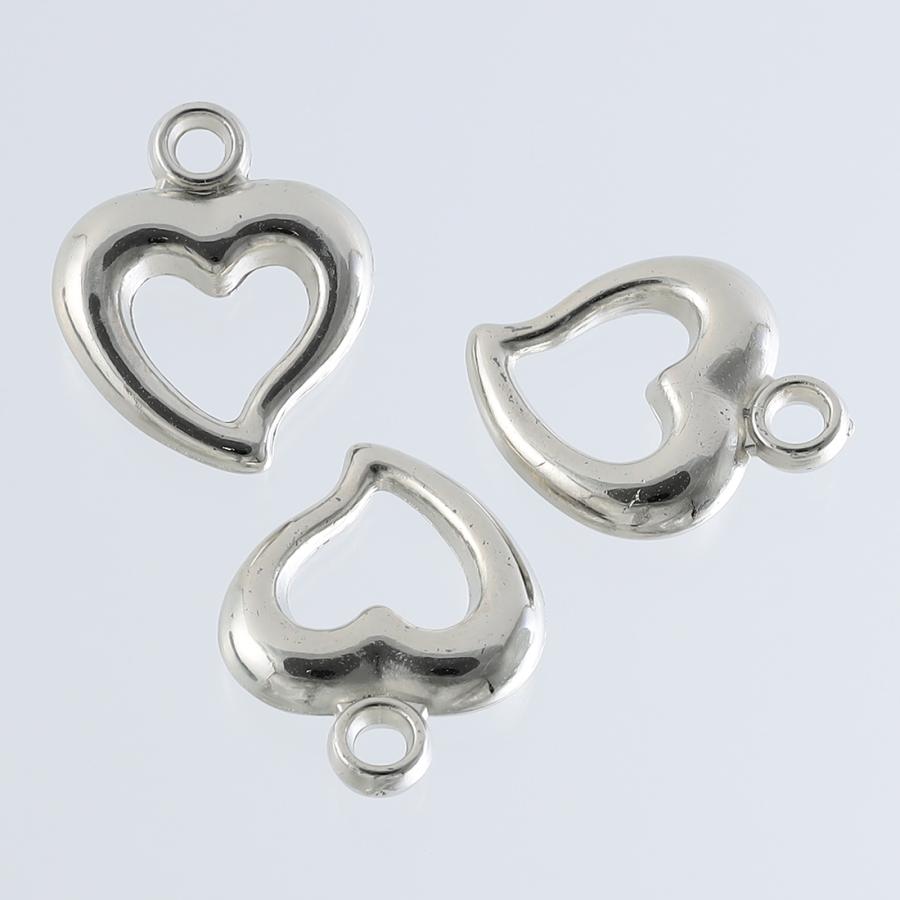 チャーム ハート シルバー 20個 カン付き 19x15 プラ製 アクセサリー