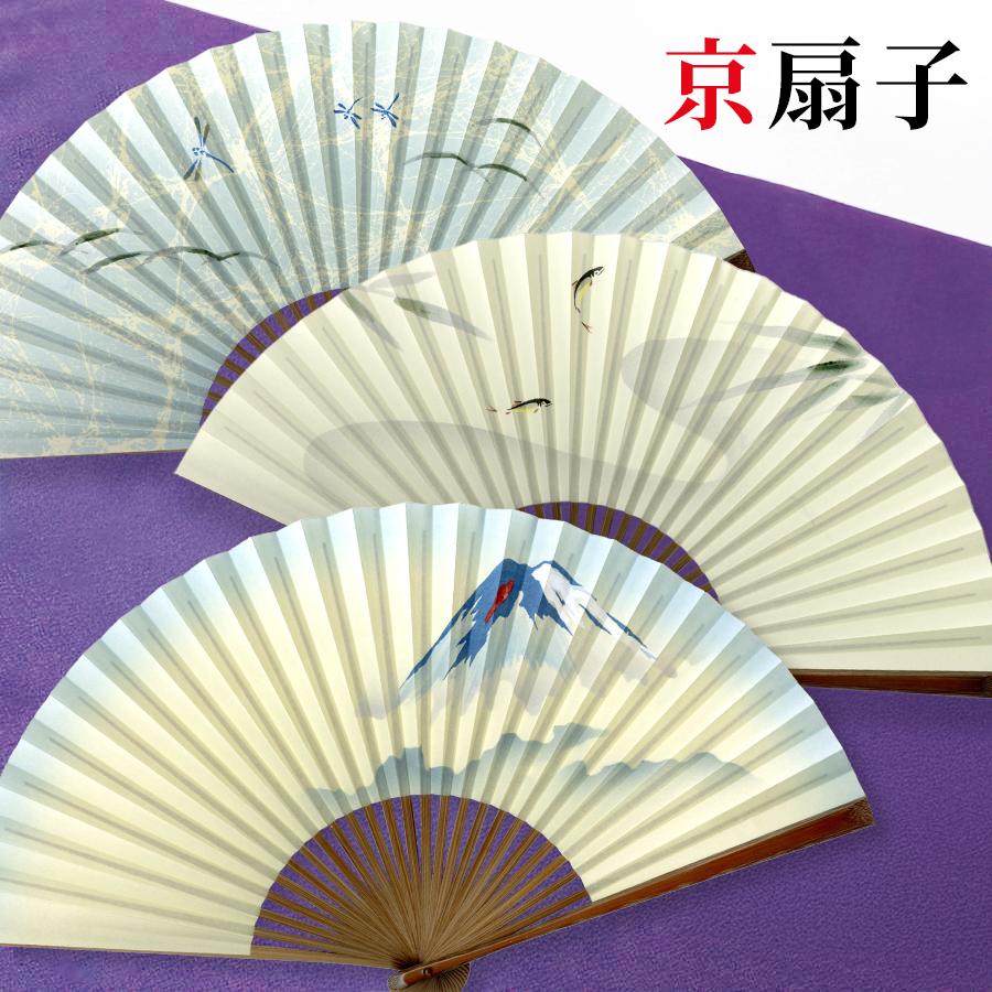 日本製・国産竹使用 手描き 和紙 扇子 木版仕上げ 高級 和風 鳥の子