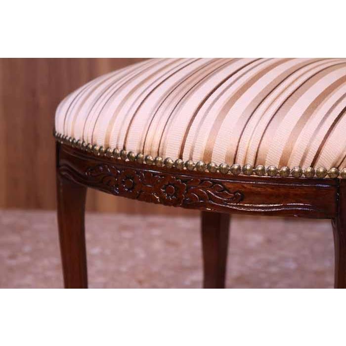 イタリア 背付き スツール 猫脚 ストライプ オットマン 補助椅子 玄関