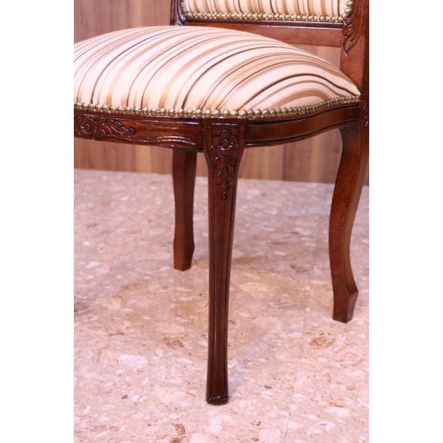 イタリア 背付き スツール 猫脚 ストライプ オットマン 補助椅子 玄関