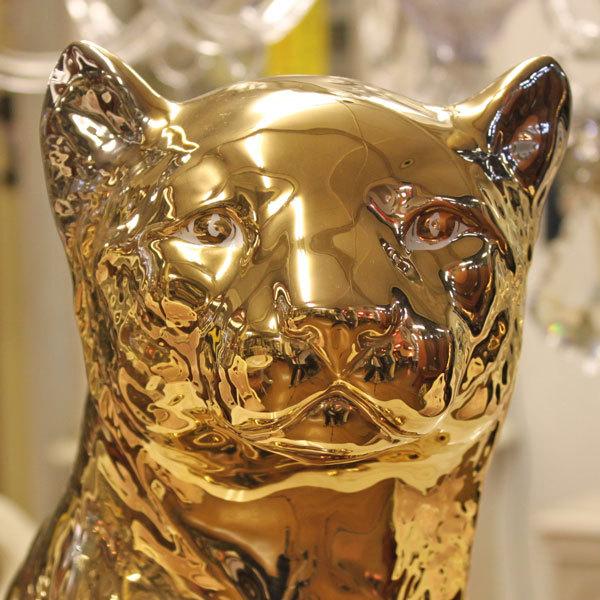 陶器 動物 ヒョウ 置物 イタリア製 豹 レオパード 完成品 ヨーロピアン