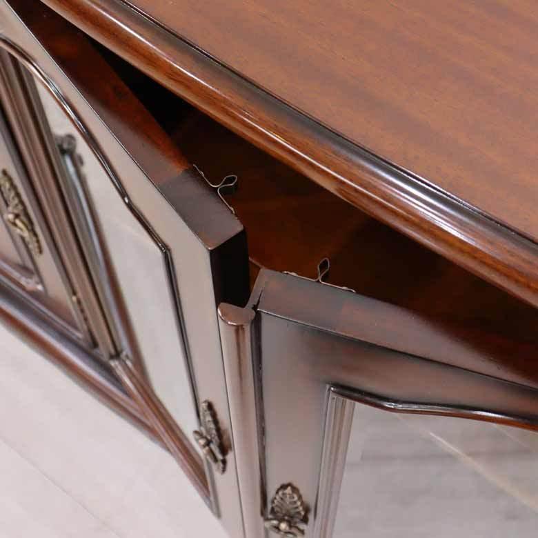 サイドボード ローキャビネット マホガニー 猫脚 完成品 木製 茶