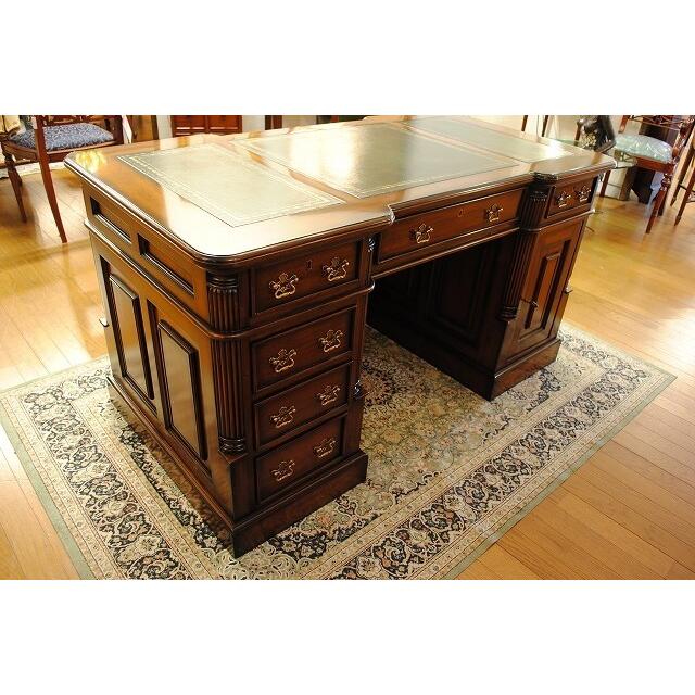 プレジデントデスク マホガニー 両袖デスク 140cm アンティーク