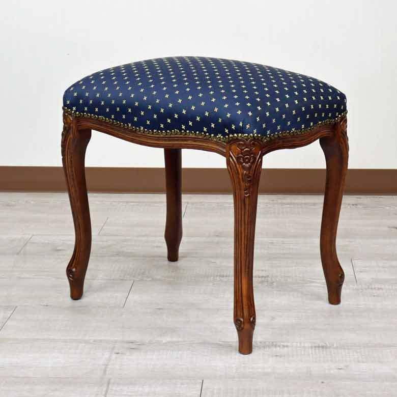 イタリア製 スツール ブルードット 猫脚 オットマン 木製 完成品 10F