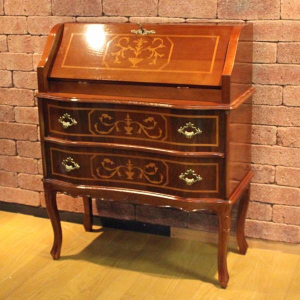 ライティングデスク 木製 象嵌 猫脚 机 チェスト イタリア製