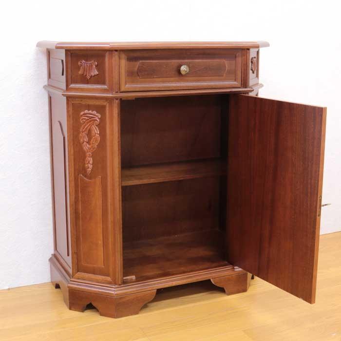 イタリア 家具 ローキャビネット サイドボード 幅80cm 象嵌 完成品