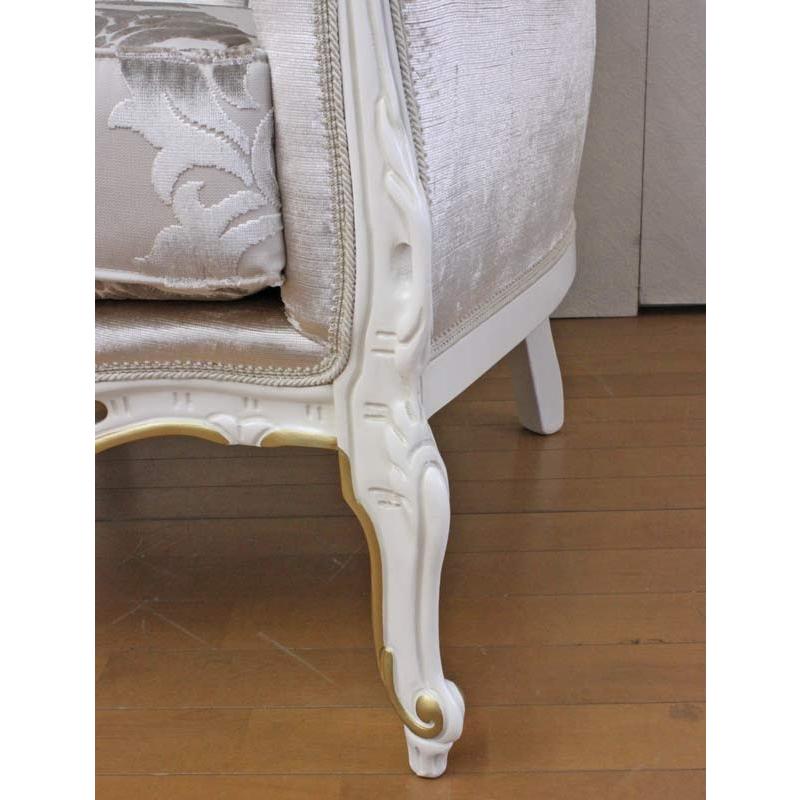 イタリア 1P ソファ ホワイト ヴェルサイユ 一人掛けソファ シルバー