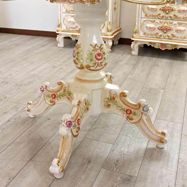 ロココ調 ダイニングテーブル 90cm 3点セット 二人がけ ティーテーブル