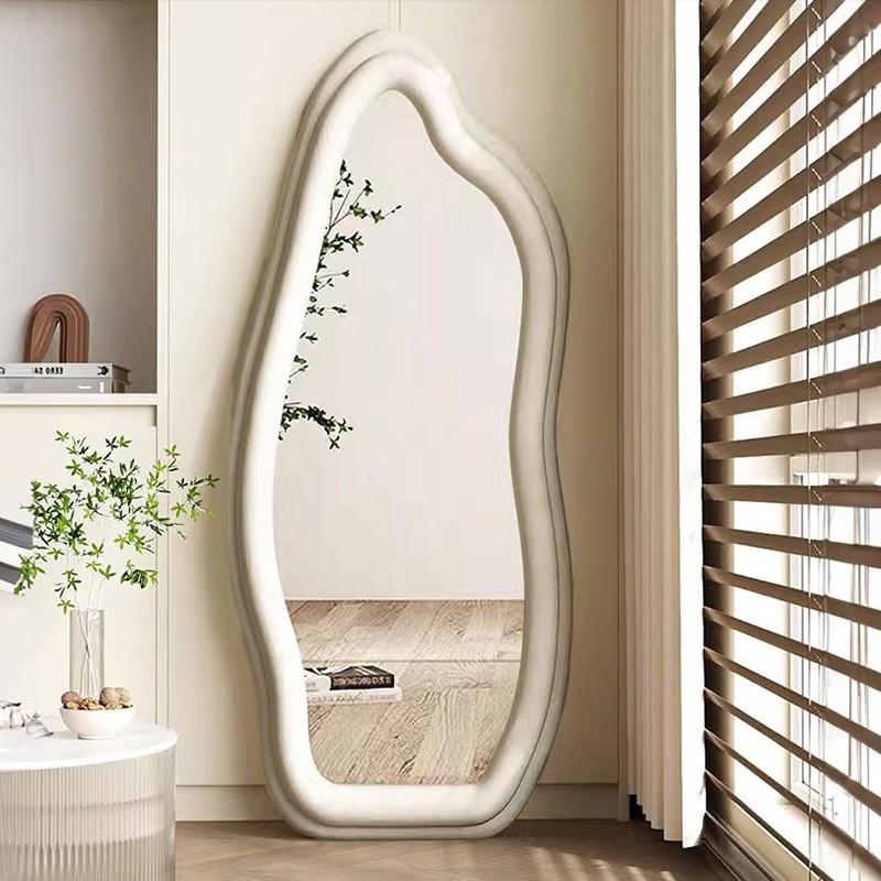 5年保証】【完成品】波型スタンドミラー 全身 姿見鏡 ウェーブミラー