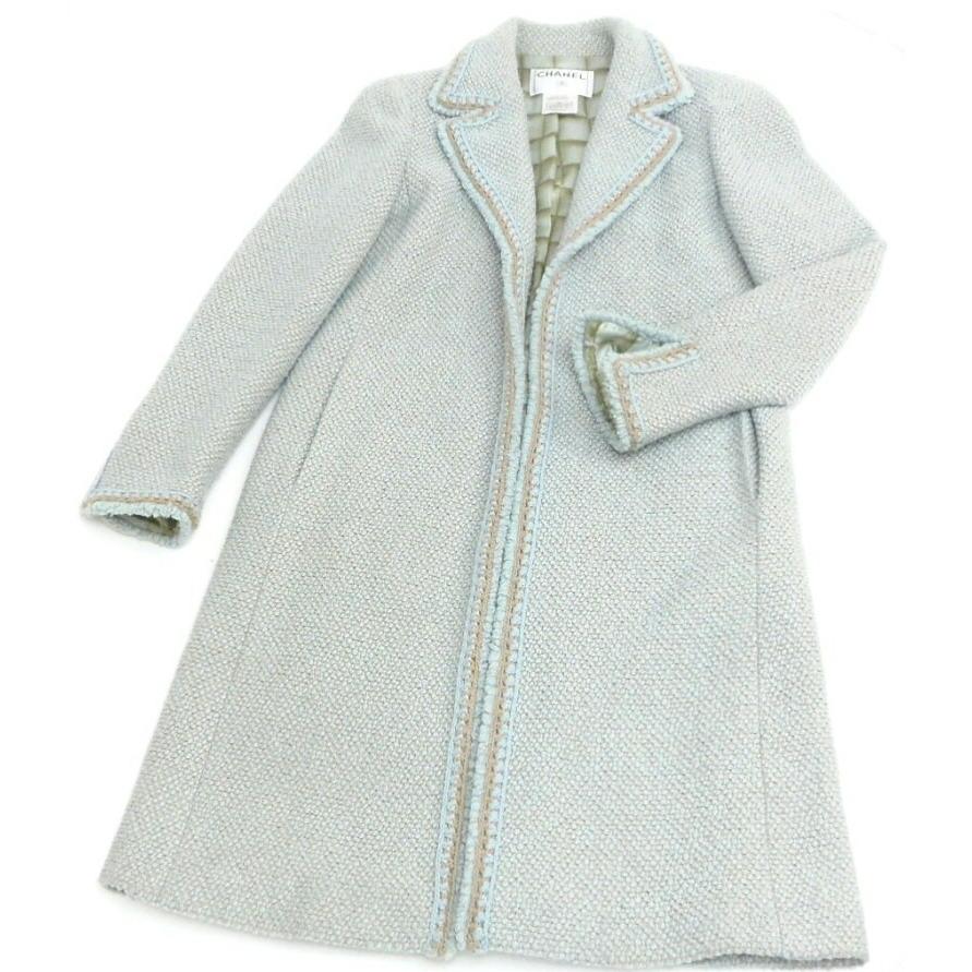 CHANEL（シャネル） ミックスツイードロングコート 00A ライトブルー