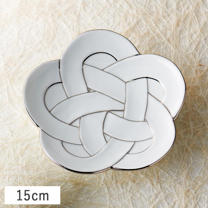 梅結び 銘々皿 (プラチナ線) 15cm 有田焼 田清窯 // 和食器 食器 皿