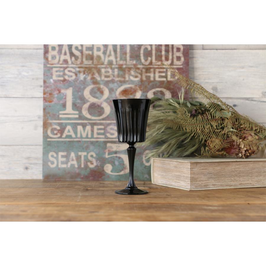 在庫限り／ガラス食器 高台グラス 脚つき ステムグラス 黒 おしゃれ