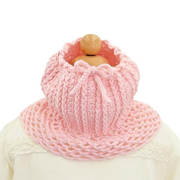 ベビー 編み物 キット さくら模様のジャンバースカートと帽子とネック