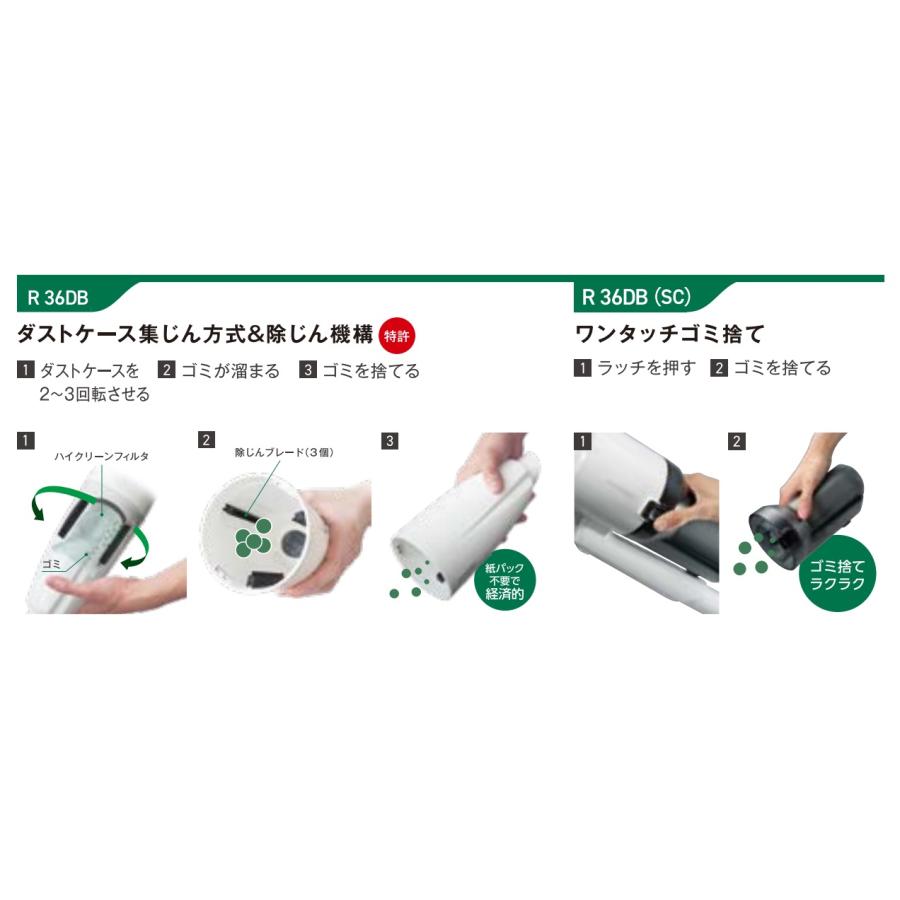 ハイコーキ 掃除機 R36DB 充電器・フィルター2個付き HiKOKI