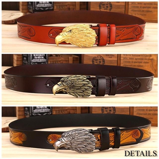 送料無料!】ビンテージイーグルヘッドバックルジェニュインレザー