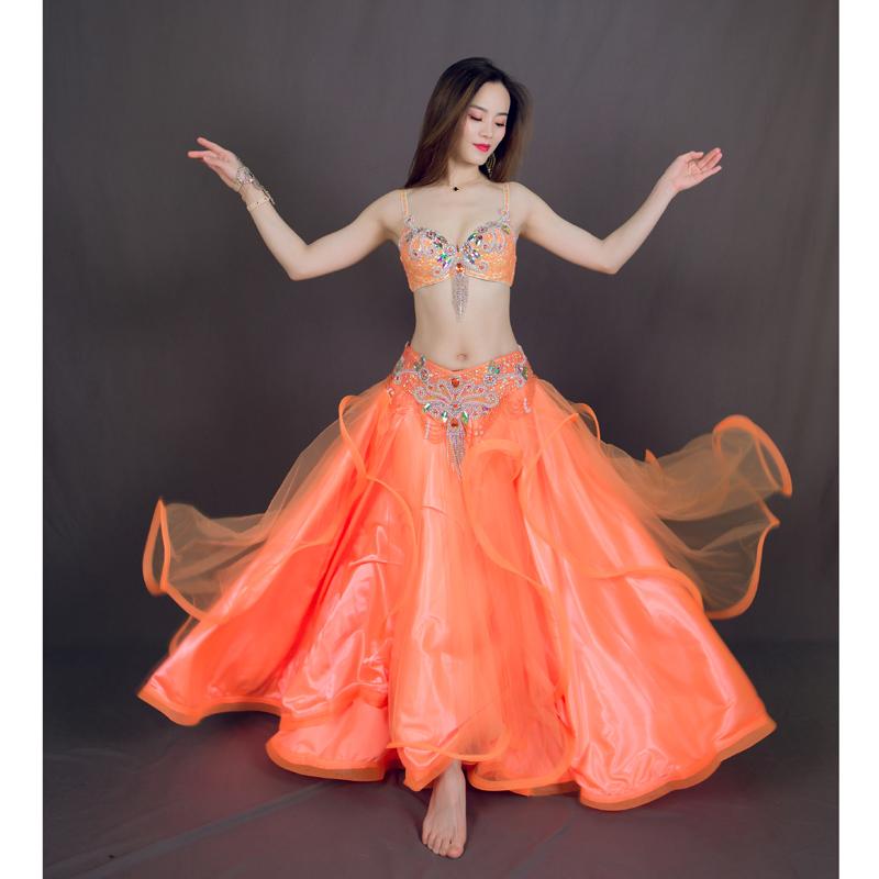 ベリーダンス 衣装 ブラ ベルト パール しずく 上下2点 セット