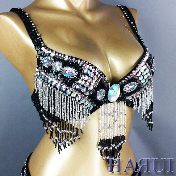 ベリーダンス 衣装 しずく形 ビーズ デザイン ブラ ベルト 上下2点