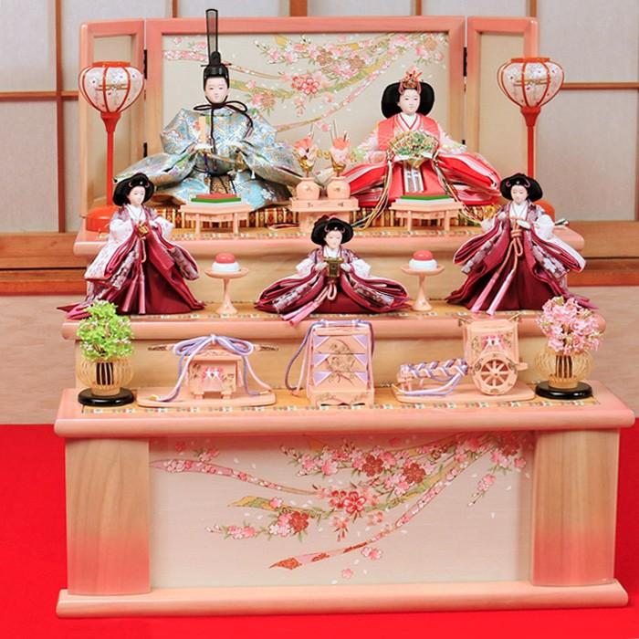 ひなせい 雛人形 三段飾り 収納飾り 「亜加莉雛」 おしゃれ 段飾り