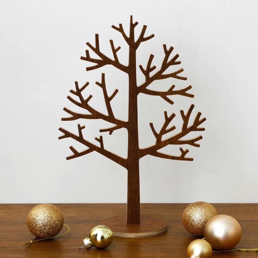 木製 オブジェ ウッドツリー ウォールナットM クリスマス 置物 飾り