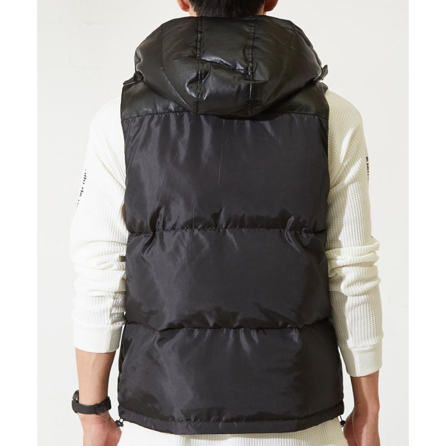 improves（インプローブス） ダウンベスト メンズ レザー切替 ナイロン