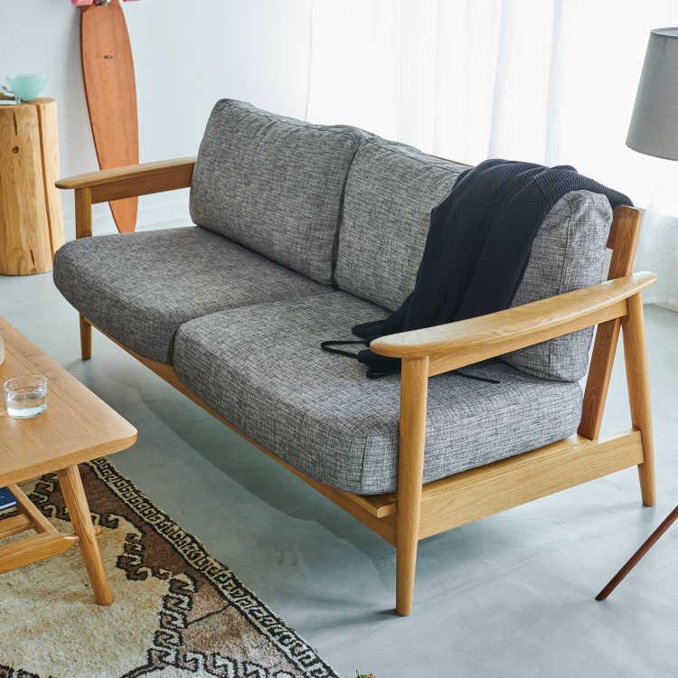 ソファー 3人掛け 木肘 木脚 肘付き 肘掛け ウッドフレーム 幅182cm