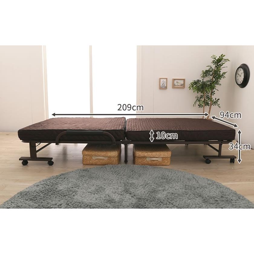 折りたたみベッド シングル 完成品 組立不要 キャスター付き