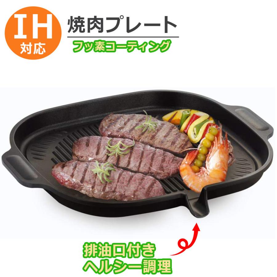 焼肉 プレート IH対応 フッ素コーティング 鉄板 サムギョプサル 四角