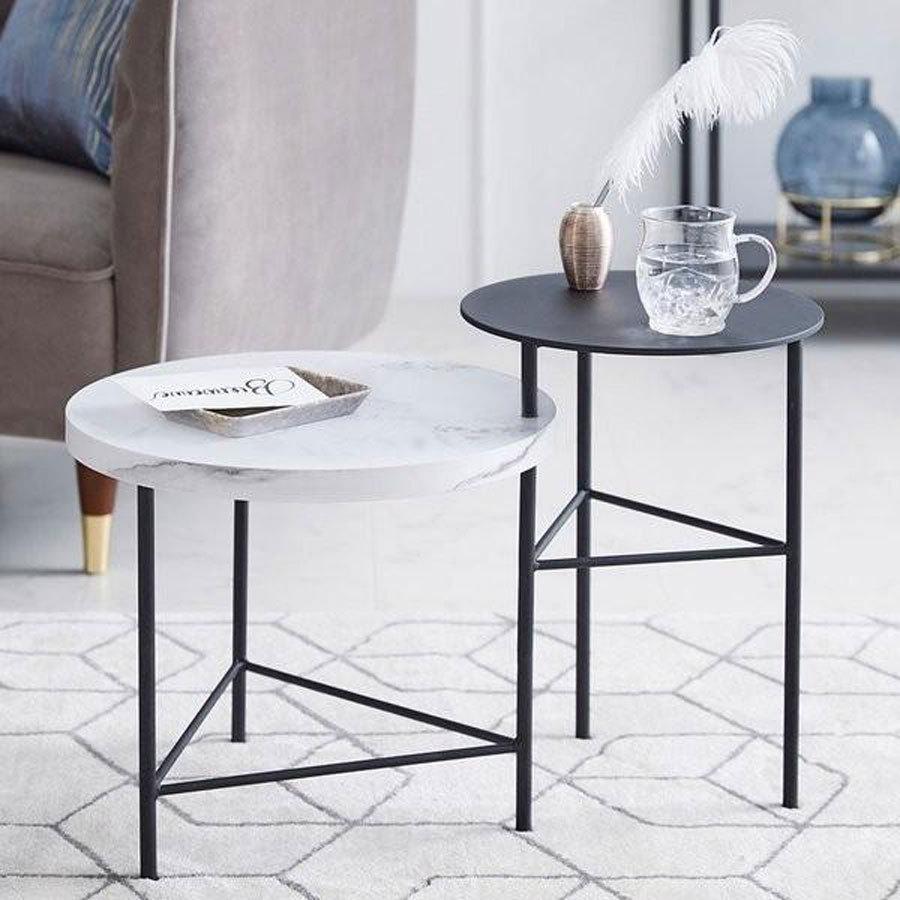 LOWYA（ロウヤ） テーブル サイドテーブル おしゃれ 大理石柄 スチール