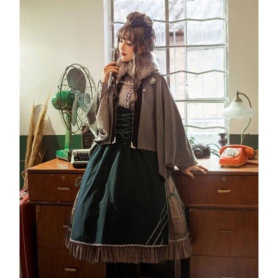 ロリータ服 コルセットスカート4色 クラシカル ベルト レースアップ