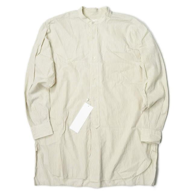 コモリ COMOLI 16SS 日本製 ピンストライプバンドカラーシャツ I01