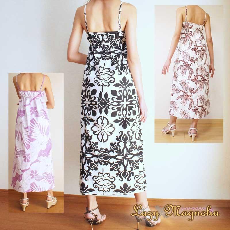 ハワイアン ワンピース キャミソール パーティドレス 花柄 マキシ丈