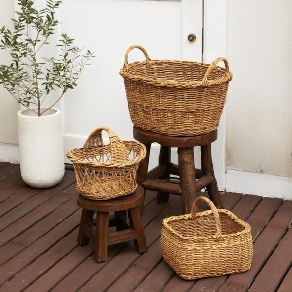 ラタンバスケット 籐かご ランドリー 収納 ナチュラル 北欧 GK782ME