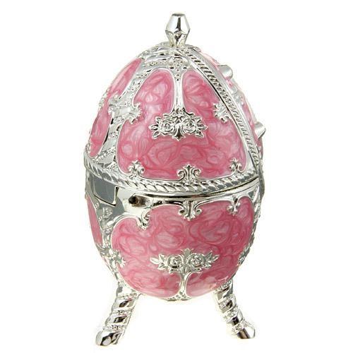 オルゴール エッグ型宝石箱 カメオ ローズ ピンク : インテリア雑貨