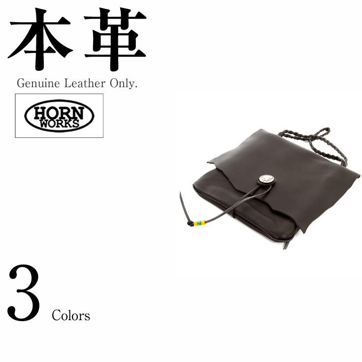 コンチョ付きメディスンバッグ 男女兼用 本革 Horn Works 10 本革
