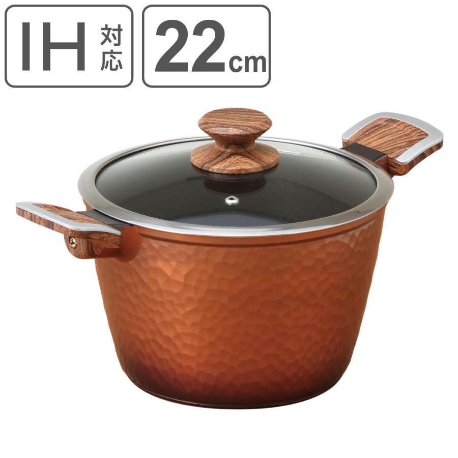 谷口金属工業 両手鍋 22cm IH対応 槌目鍋 （ ガス火対応 両手なべ 金属