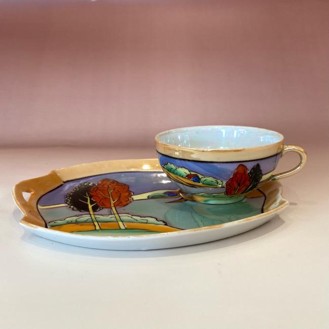 ノリタケ オールドニッポン アールデコ様式 オレンジラスター彩