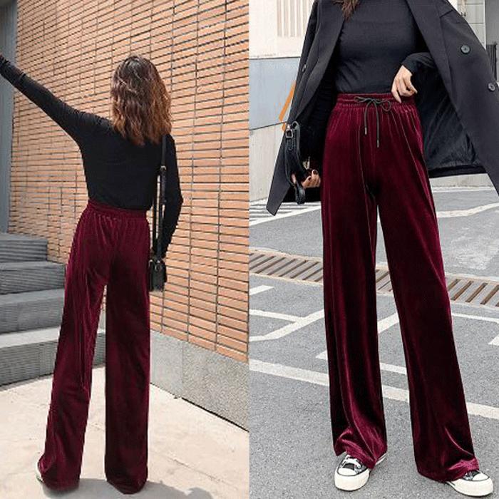 ワイドパンツルック ベロアパンツ ガウチョパンツ ロングマキシ丈