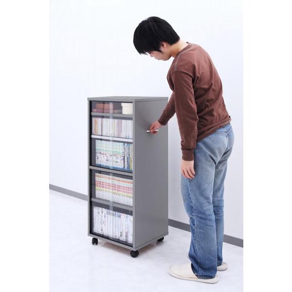 本棚 CDラック DVDラック 回転 キャスター付き 両面収納 ガラス扉