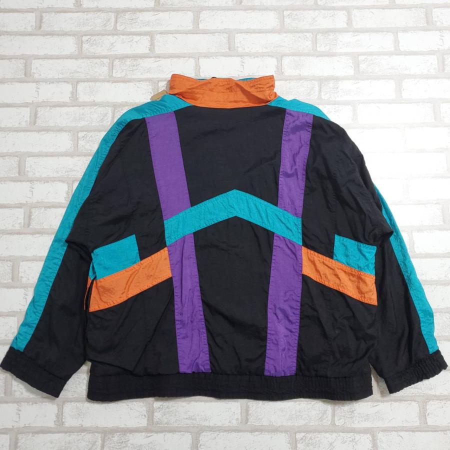 adidas（アディダス） 【古着】ナイロンジャケット 黒 青 オレンジ 紫