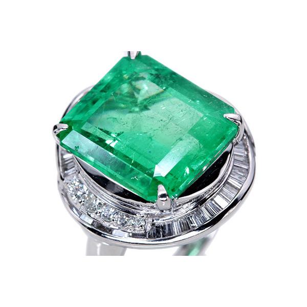 エメラルド リング/指輪 9.880カラット プラチナ900 PT900 大粒約10
