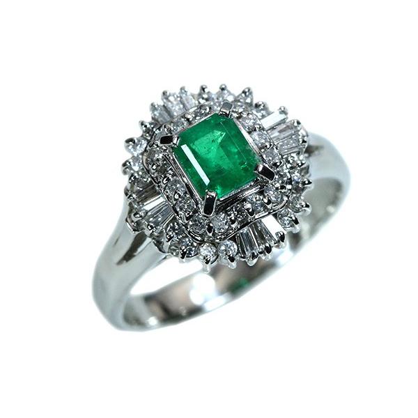 エメラルド リング/指輪 0.50カラット プラチナ900 PT900 定番ダイヤ
