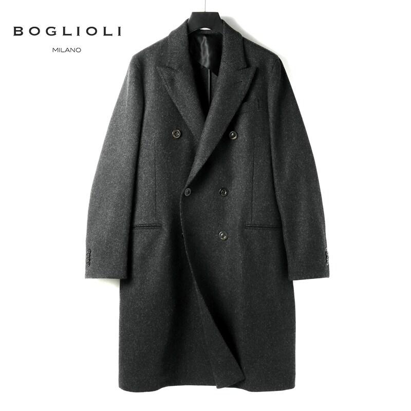 BOGLIOLI（ボリオリ） ウールナイロンカシミヤヘリンボーンダブル