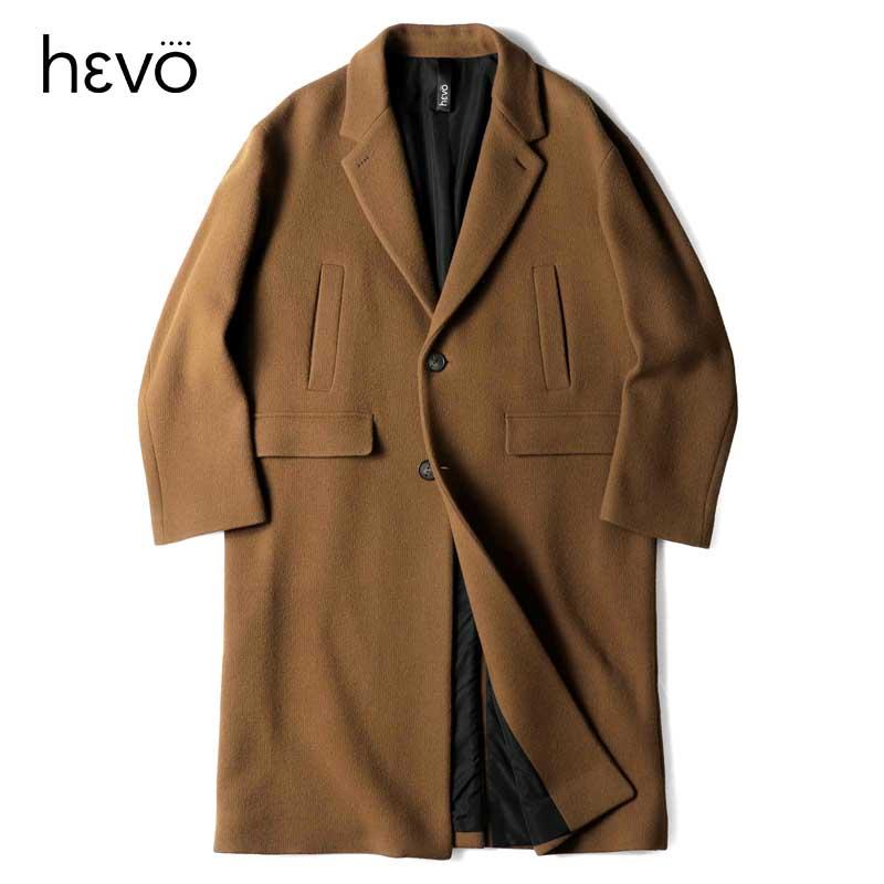 HEVO（イーヴォ） ウールナイロンフランネルシングルチェスターコート