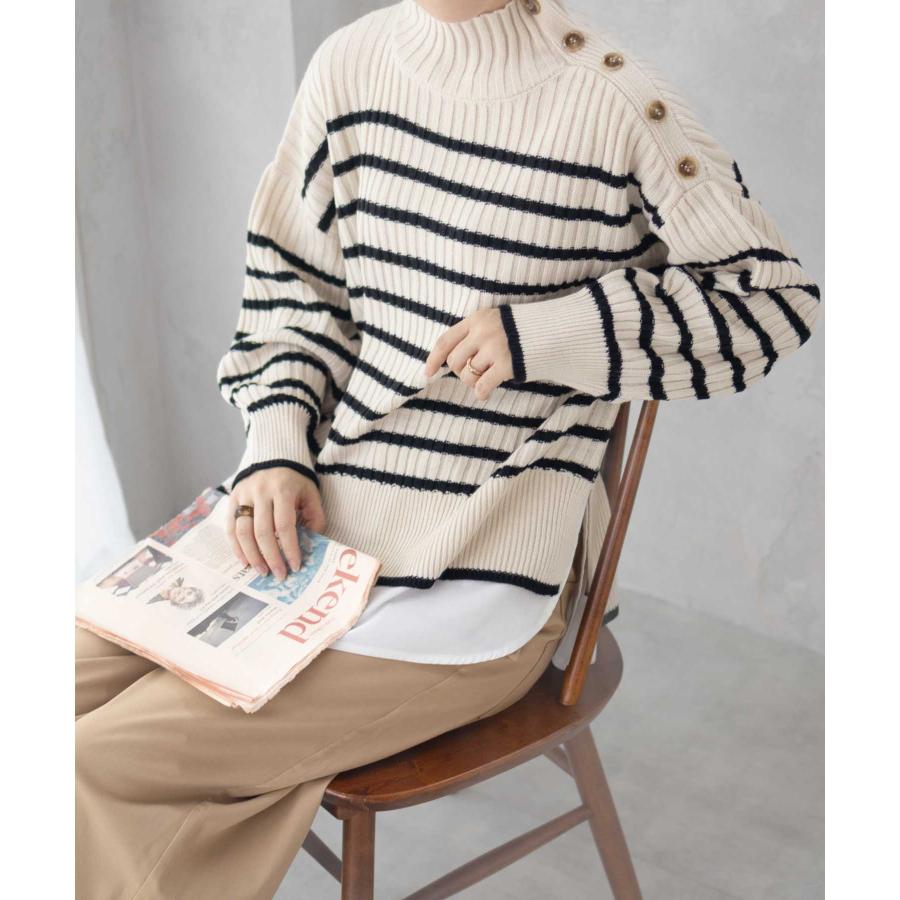 NAVY ニット セーター レディース フェイクレイヤード ハイネック