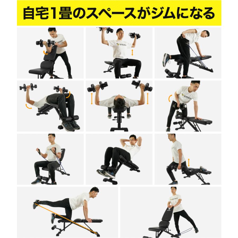 STEADY（ステディ） トレーニングベンチ 耐荷重300kg 家庭用 角度調整