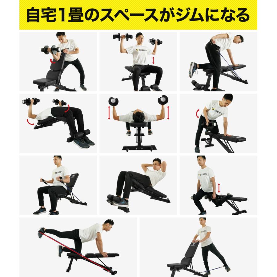 STEADY（ステディ） トレーニングベンチ 耐荷重330kg 家庭用 角度調整
