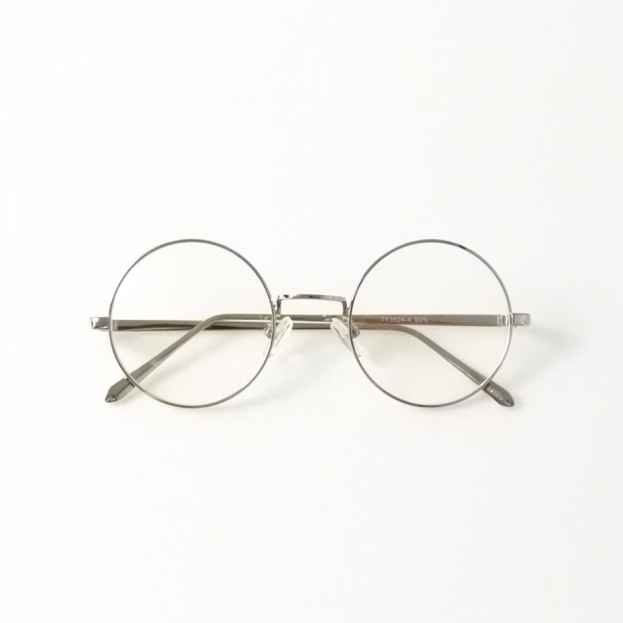 レディース アイアン 丸メガネ シルバー ラウンド 眼鏡 伊達メガネ