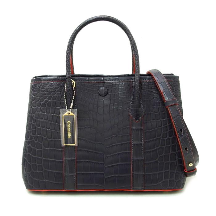 HCP社製 マットクロコ 2WAY トートバッグ クロコダイル グレー